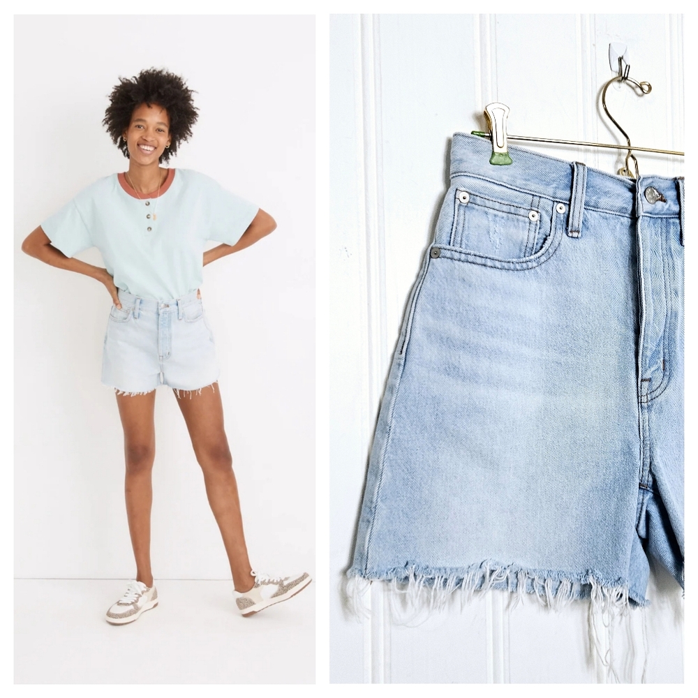 Madewell Denim Shorts 25 Momjean Super High Rise Raw Hem Cut Offs